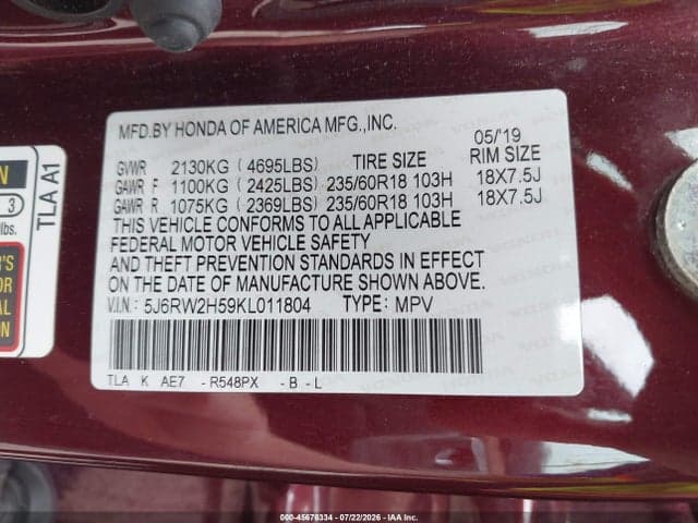 2019 HONDA CR-V EX 9