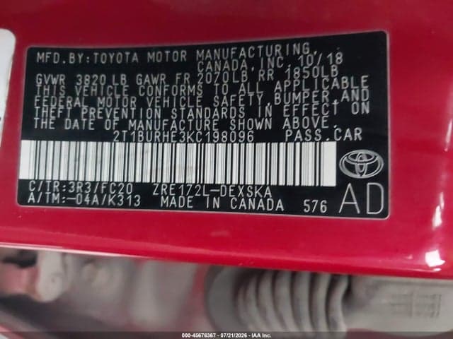 2019 TOYOTA COROLLA SE 9
