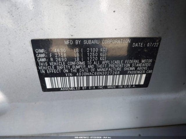 2022 SUBARU LEGACY PREMIUM 9