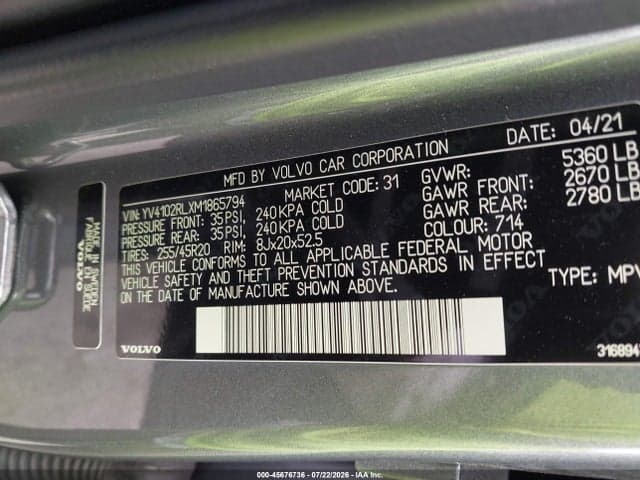 2021 VOLVO XC60 T5 INSCRIPTION 9