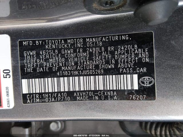 2018 TOYOTA CAMRY HYBRID LE 9