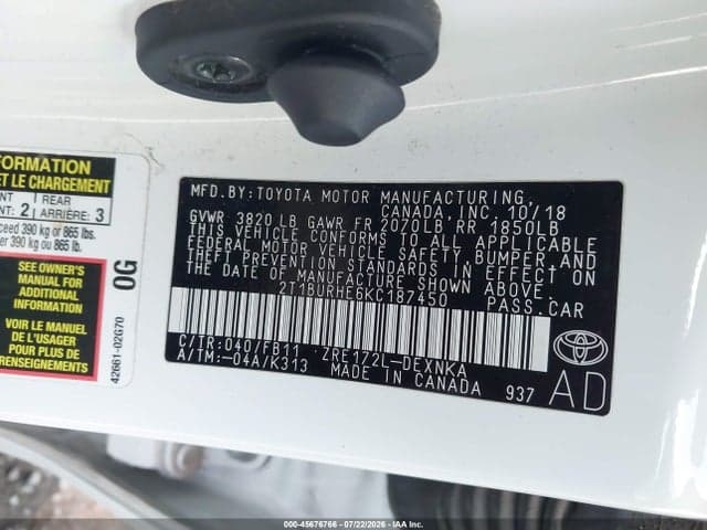 2019 TOYOTA COROLLA LE 9