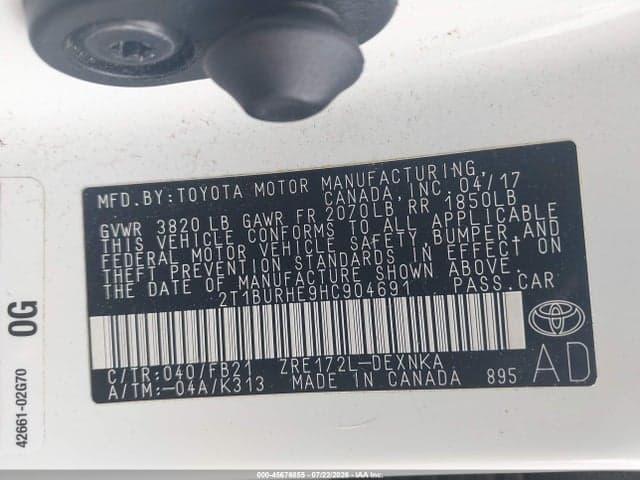 2017 TOYOTA COROLLA LE 9