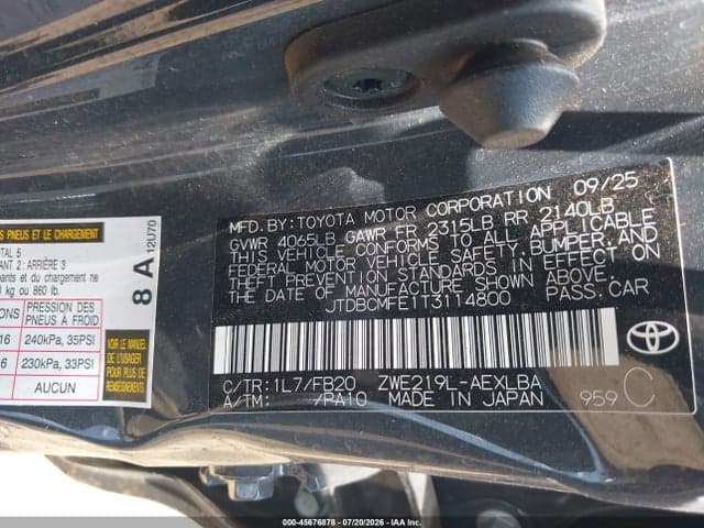 2026 TOYOTA COROLLA HYBRID HYBRID LE 9