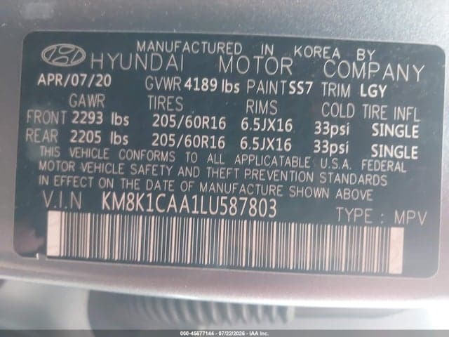2020 HYUNDAI KONA SE 9