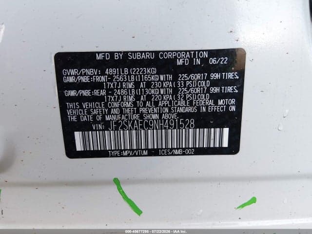 2022 SUBARU FORESTER PREMIUM 9