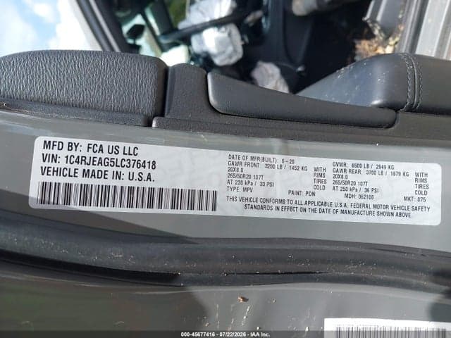 2020 JEEP GRAND CHEROKEE ALTITUDE 4X2 9