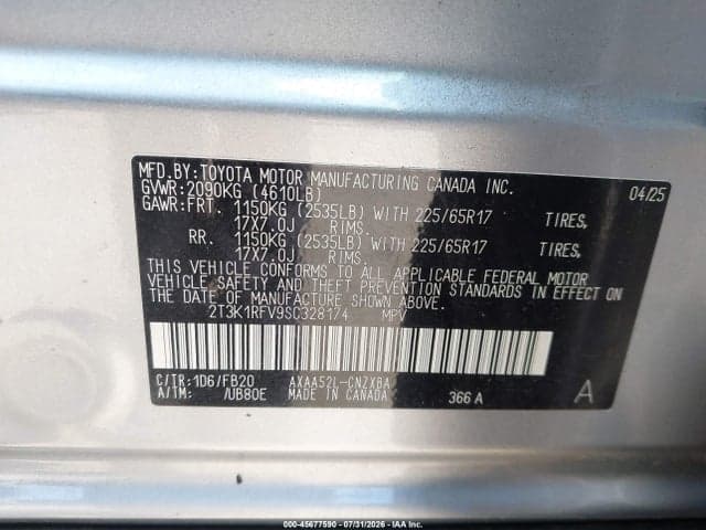 2025 TOYOTA RAV4 LE 9