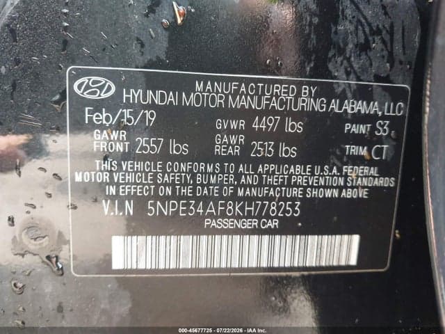 2019 HYUNDAI SONATA SEL 9