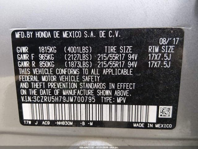 2018 HONDA HR-V EX-L 9