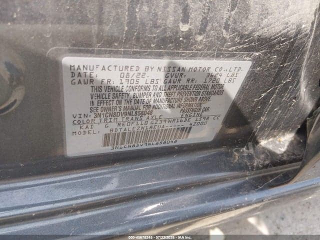 2022 NISSAN VERSA 1.6 S XTRONIC CVT 9