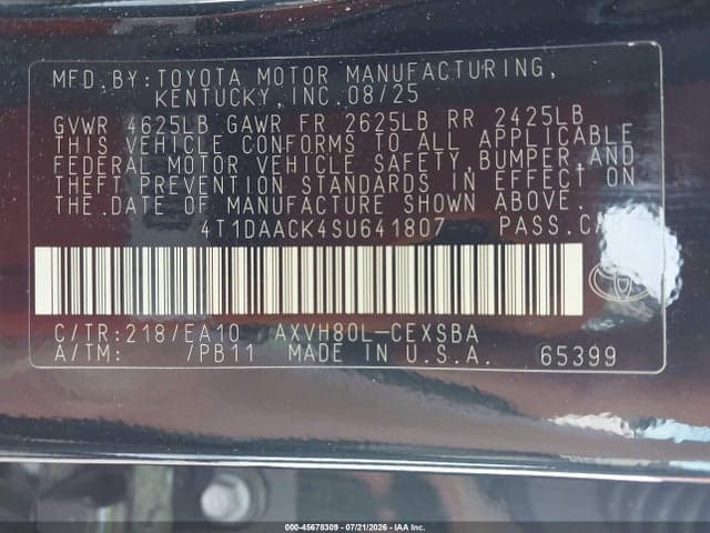 2025 TOYOTA CAMRY SE 9