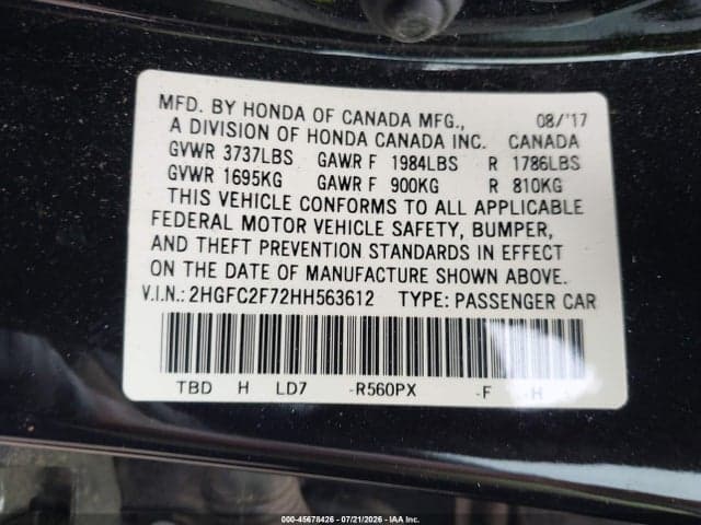 2017 HONDA CIVIC EX 9