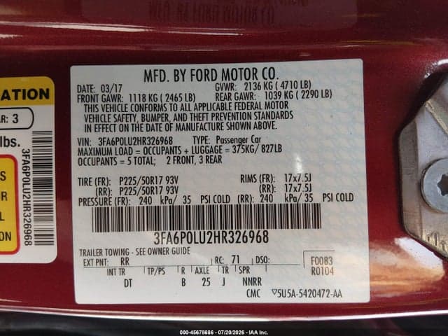 2017 FORD FUSION HYBRID SE 9
