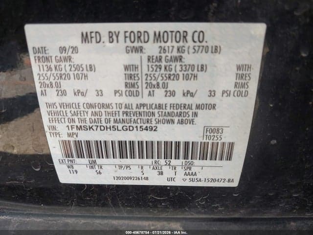 2020 FORD EXPLORER XLT 9