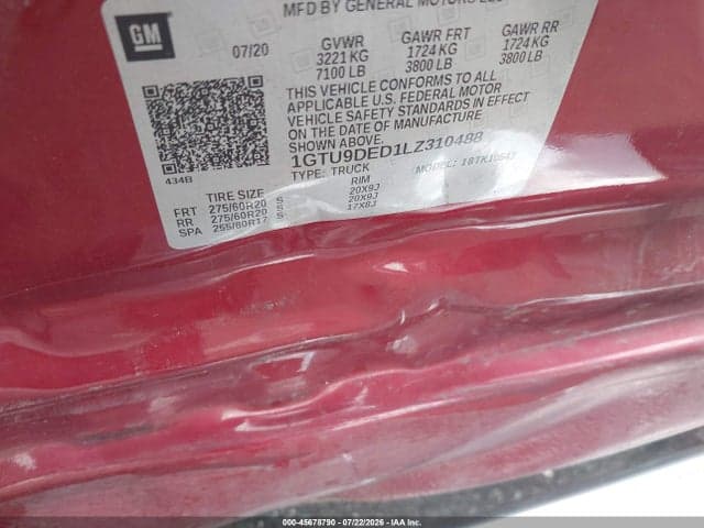 2020 GMC SIERRA 1500 4WD SHORT BOX SLT 9