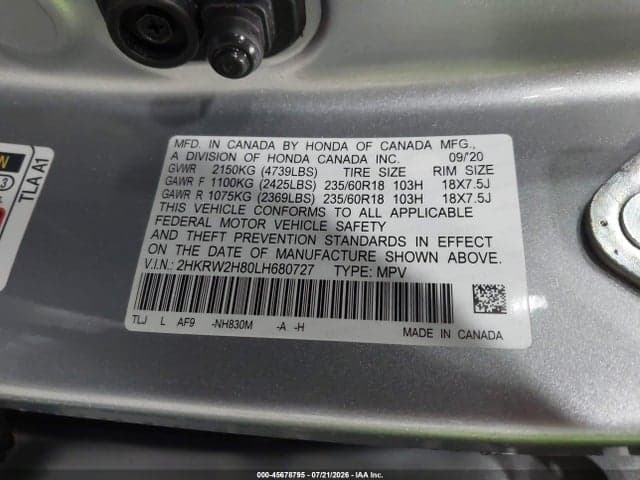 2020 HONDA CR-V AWD EX-L 9