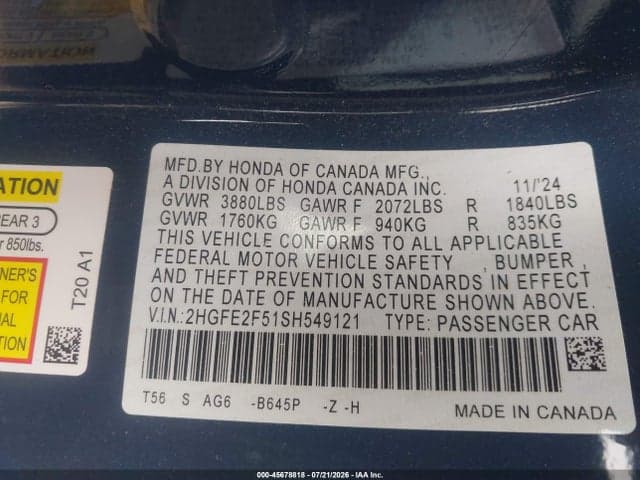 2025 HONDA CIVIC SPORT 9