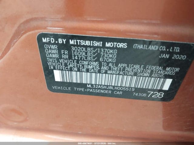 2020 MITSUBISHI MIRAGE GT/LE 9