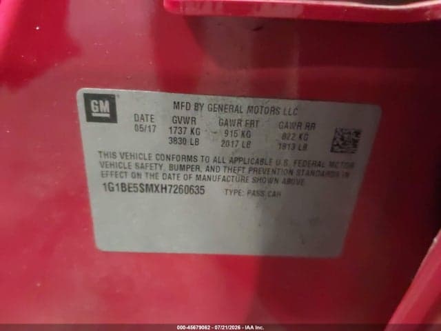 2017 CHEVROLET CRUZE LT AUTO 9