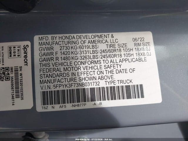 2022 HONDA RIDGELINE RTL-E 9