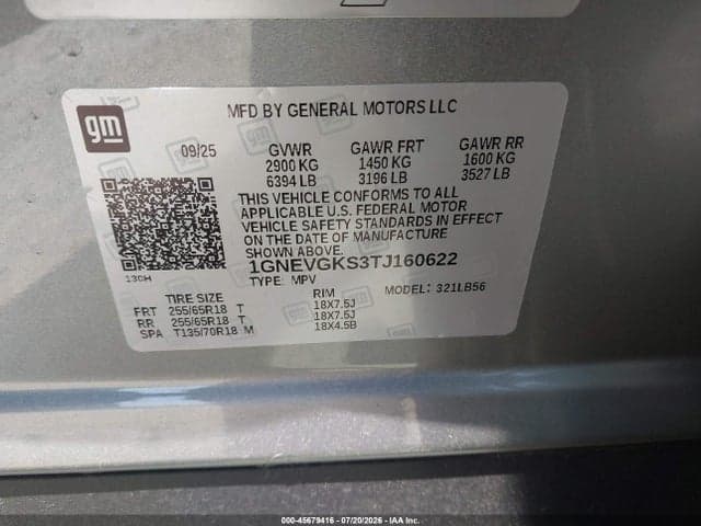 2026 CHEVROLET TRAVERSE AWD LT 9