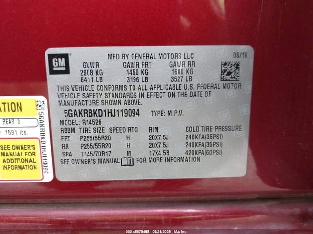2017 BUICK ENCLAVE LEATHER 9