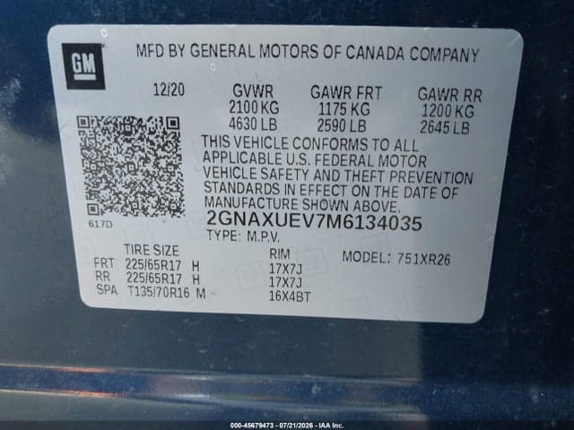 2021 CHEVROLET EQUINOX AWD LT 9