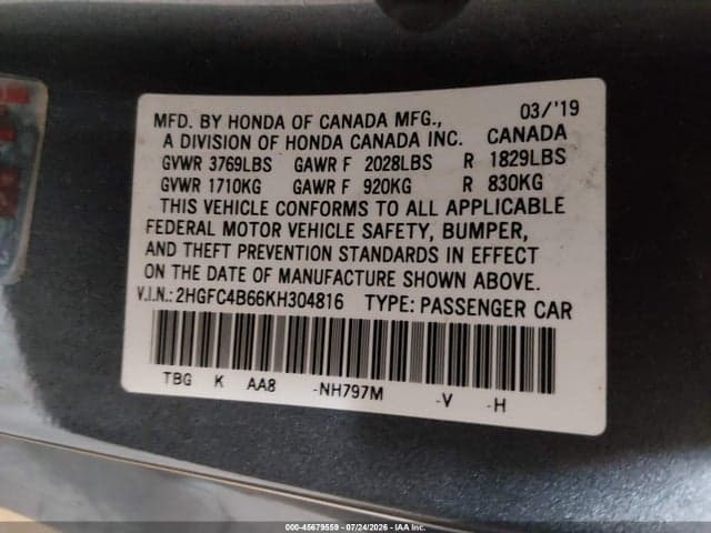 2019 HONDA CIVIC LX 9