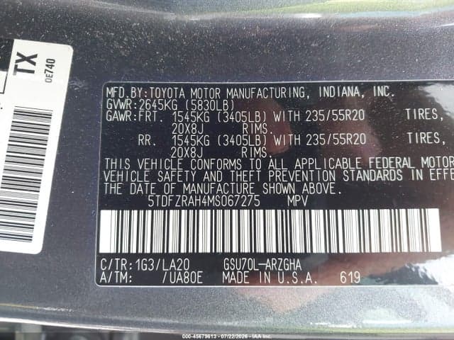 2021 TOYOTA HIGHLANDER PLATINUM 9
