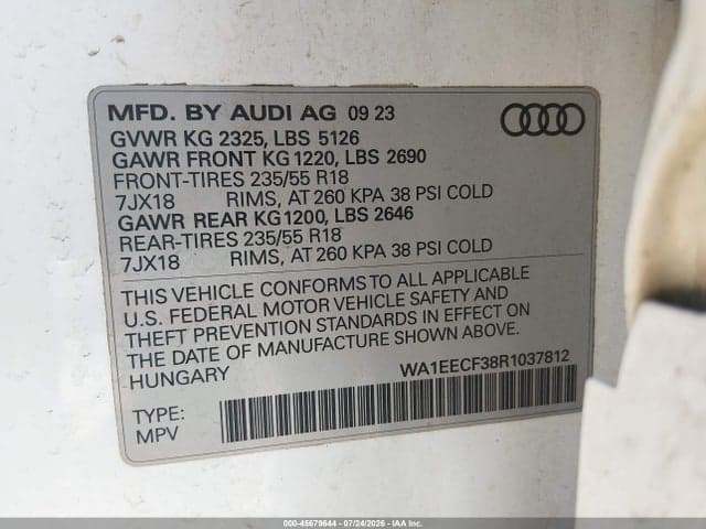 2024 AUDI Q3 PREMIUM PLUS 45 TFSI S LINE QUATTRO TIPTRONIC 9