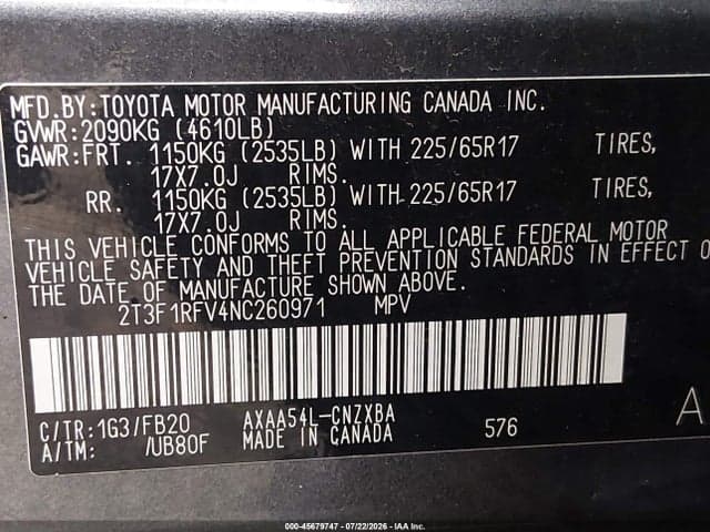 2022 TOYOTA RAV4 LE 9