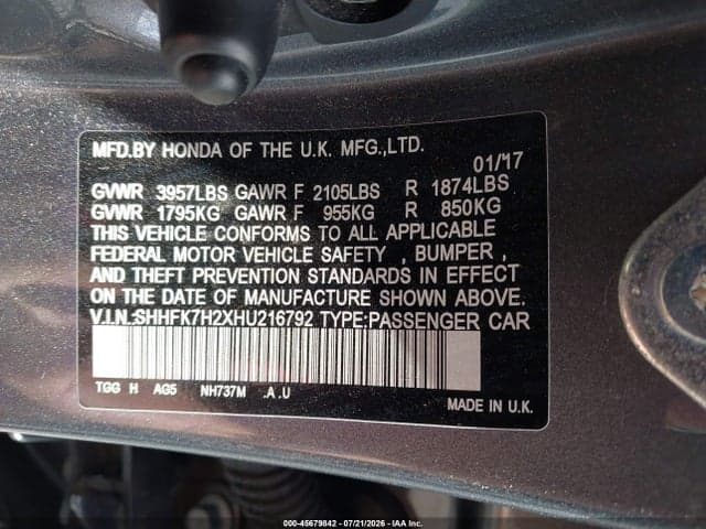 2017 HONDA CIVIC LX 9