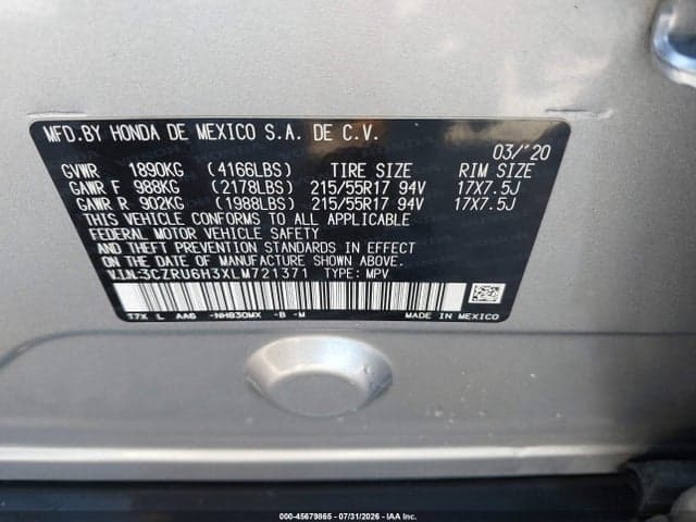 2020 HONDA HR-V AWD LX 9