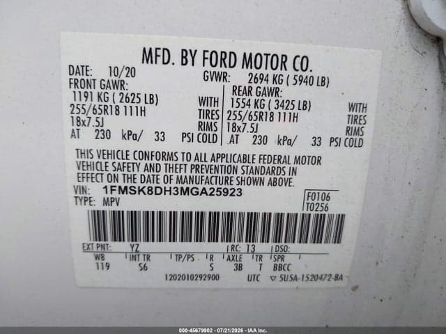 2021 FORD EXPLORER XLT 9