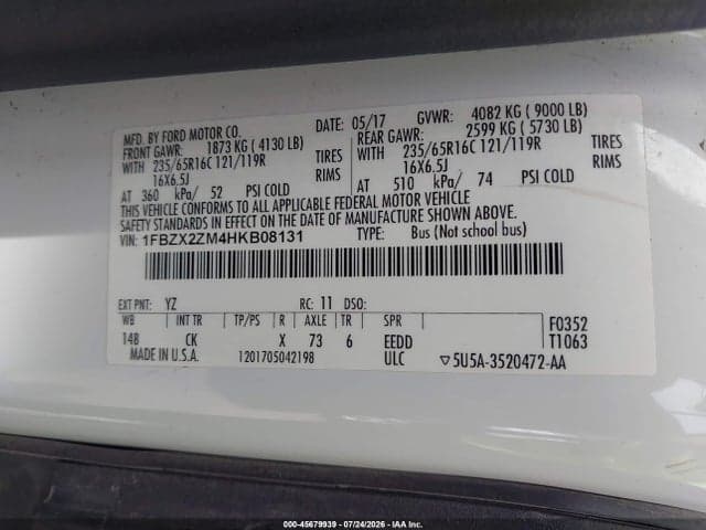 2017 FORD TRANSIT-350 XLT 9