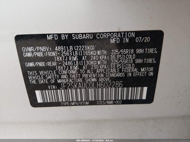 2020 SUBARU FORESTER LIMITED 9