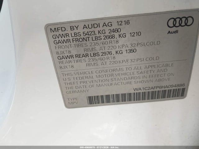 2017 AUDI Q5 2.0T PREMIUM 9