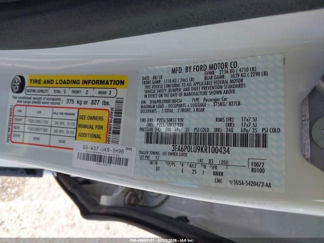 2019 FORD FUSION HYBRID SE 9