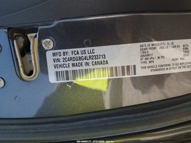 2020 DODGE GRAND CARAVAN SE PLUS 9