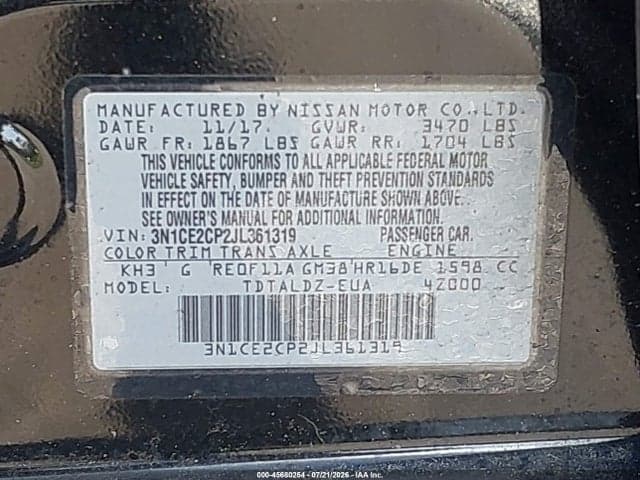 2018 NISSAN VERSA NOTE SV 9