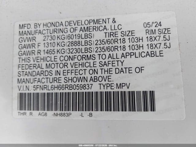 2024 HONDA ODYSSEY EX-L 9