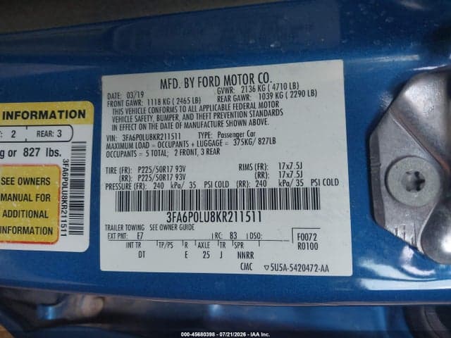 2019 FORD FUSION HYBRID SE 9
