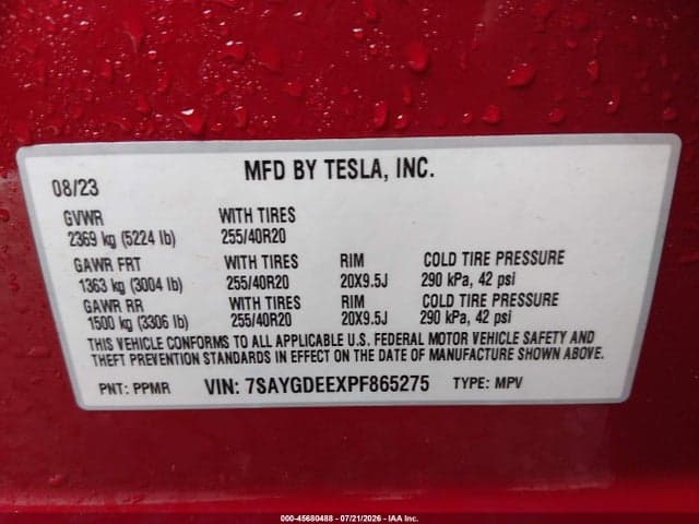 2023 TESLA MODEL Y AWD/LONG RANGE DUAL MOTOR ALL-WHEEL DRIVE 9