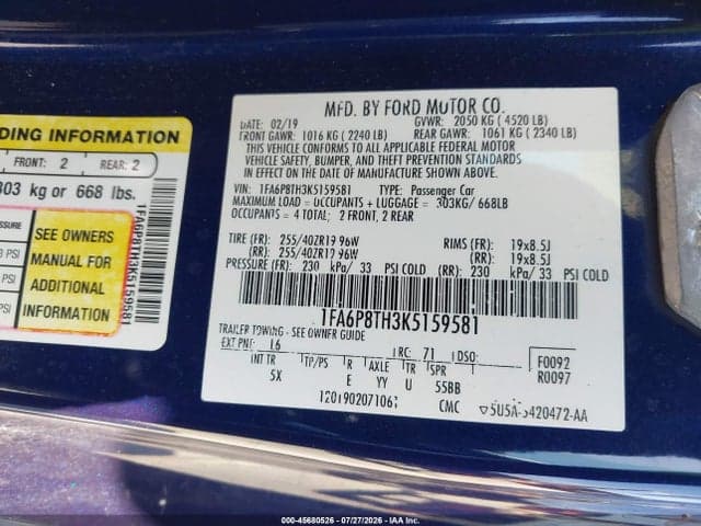2019 FORD MUSTANG ECOBOOST PREMIUM 9