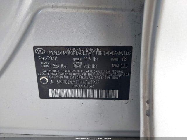 2017 HYUNDAI SONATA 9