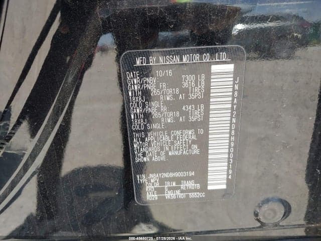 2017 NISSAN ARMADA SV 9