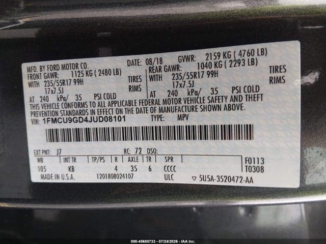 2018 FORD ESCAPE SE 9
