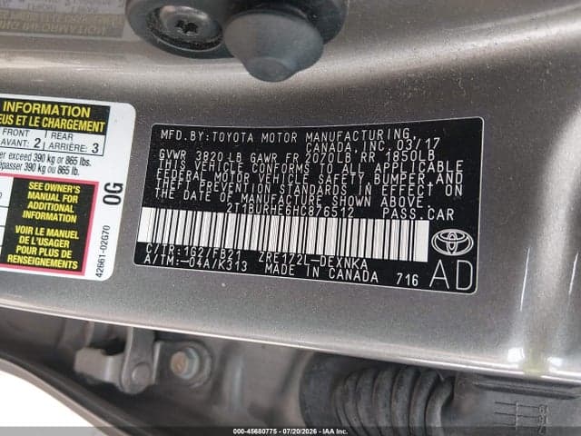 2017 TOYOTA COROLLA LE 9