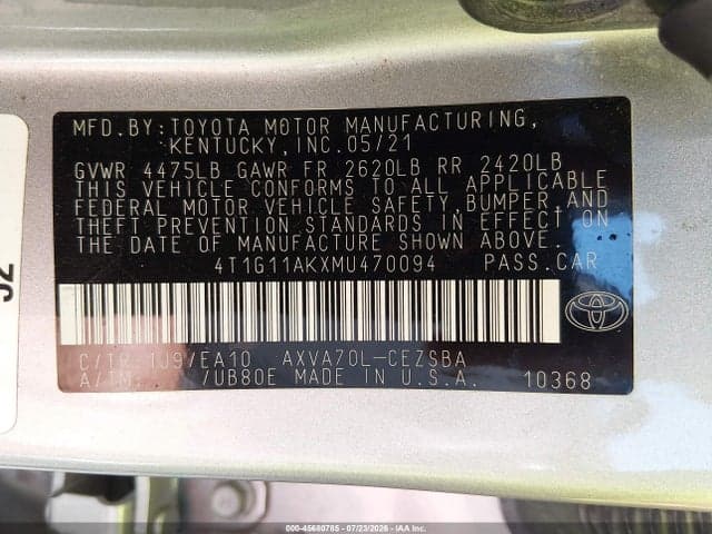 2021 TOYOTA CAMRY SE 9